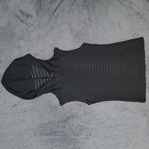 Sleeveless hooded shear goth top